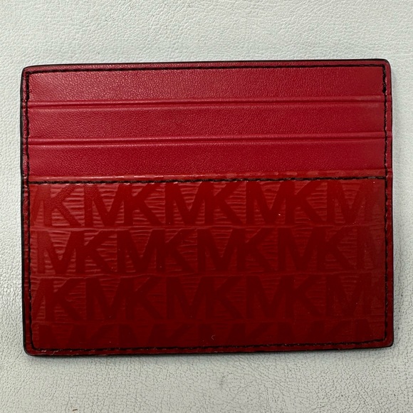 Michael Kors Logo Leather Card Case, Men's Size OS - Red - Picture 2 of 6